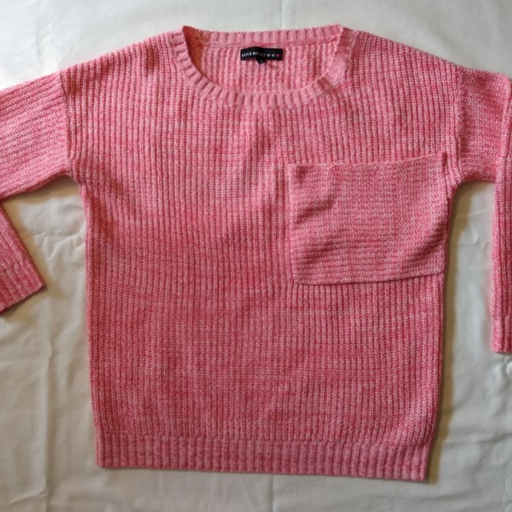 Love Rocks Boxy Drop Shoulder Scoop Neck Lightweight Sweater Women's Size Medium